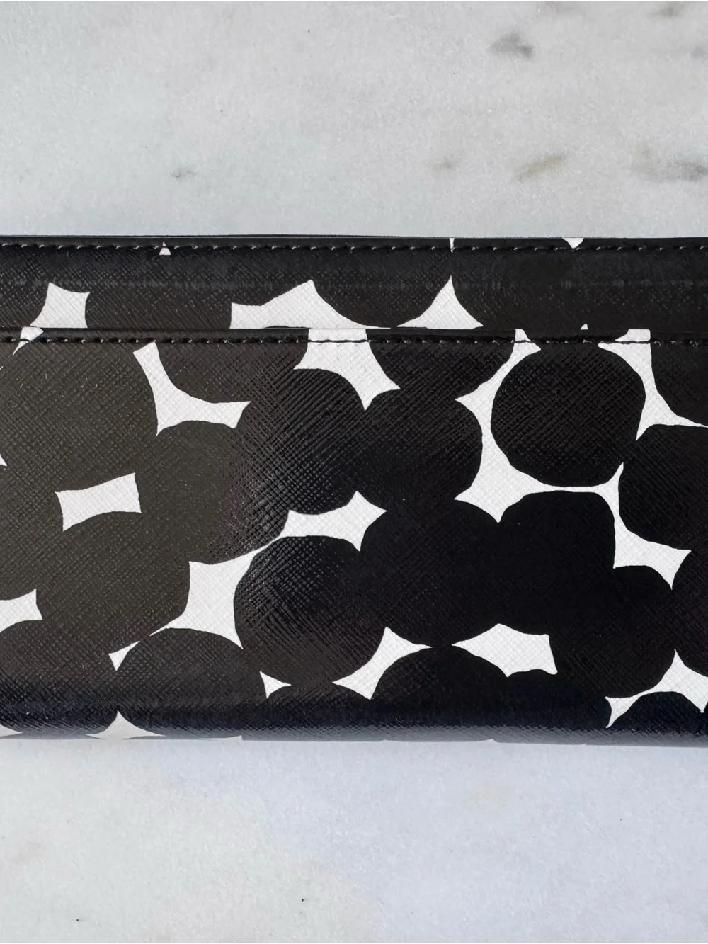 NWT - Kate Spade Staci Picture Splodge Dot Zip Around Continental Wallet Blk/wht